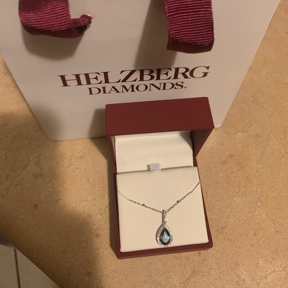 Helzberg diamond and sapphire necklace- BRAND NEW IN BOX WITH TAGS